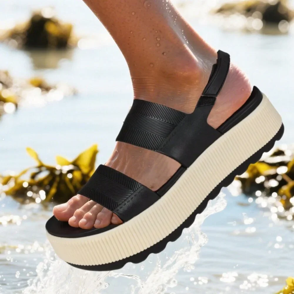 Black And White Vacation Women's Platform Sandals